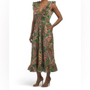 House of Harlow 1960 Green and Pink Midi Dress